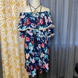 Steezyer Floral Print Strapless Dress